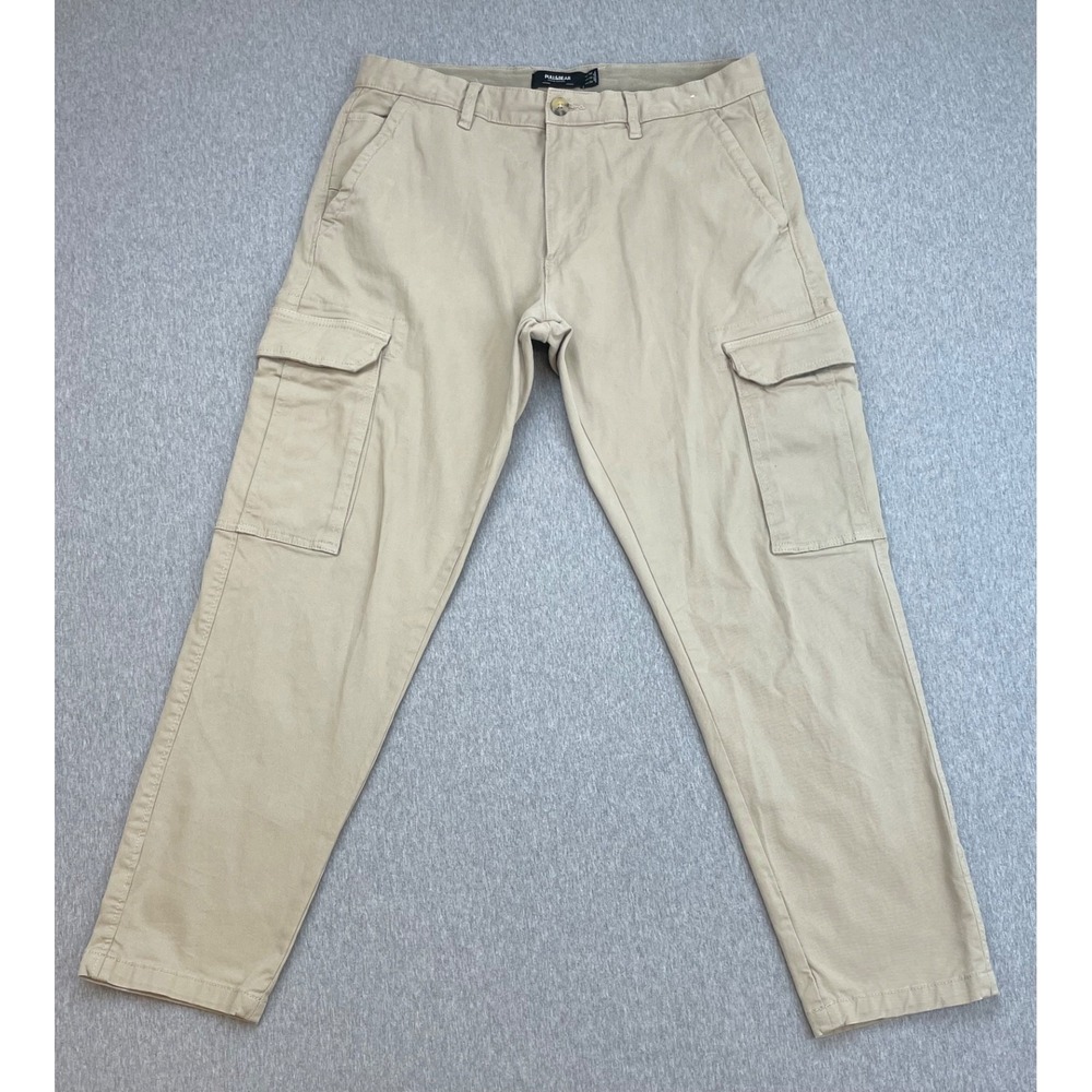 Pull & Bear Pants Mens 32 Beige Cotton Blend Stretch Cargo